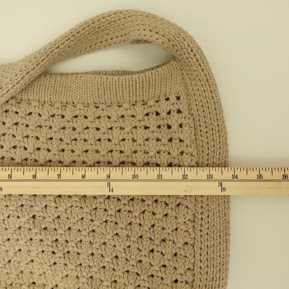 Womens Crochet Woven Handbag Beach Knitted Crochet Hobo Shoulder Tote Bag Tan - Picture 2 of 7